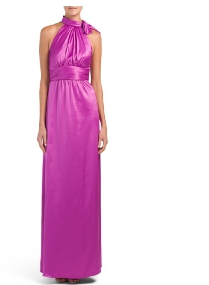 Amsale Cerise color Charmeuse Gown